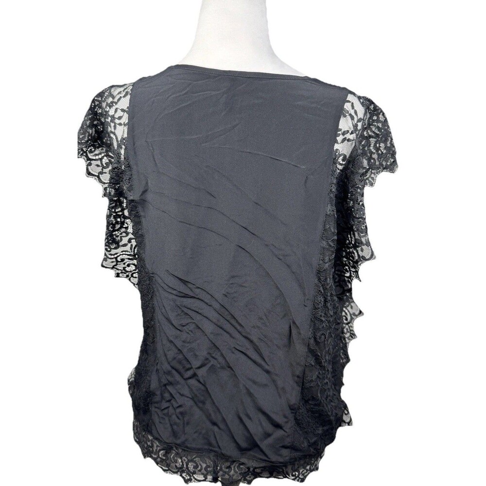 Intimissimi Lingerie Black Cotton & Spandex Top with all over Lace Trim Sz M - Picture 3 of 6